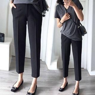 Maternity High Waist Plain Cropped Tapered Pants Product Image