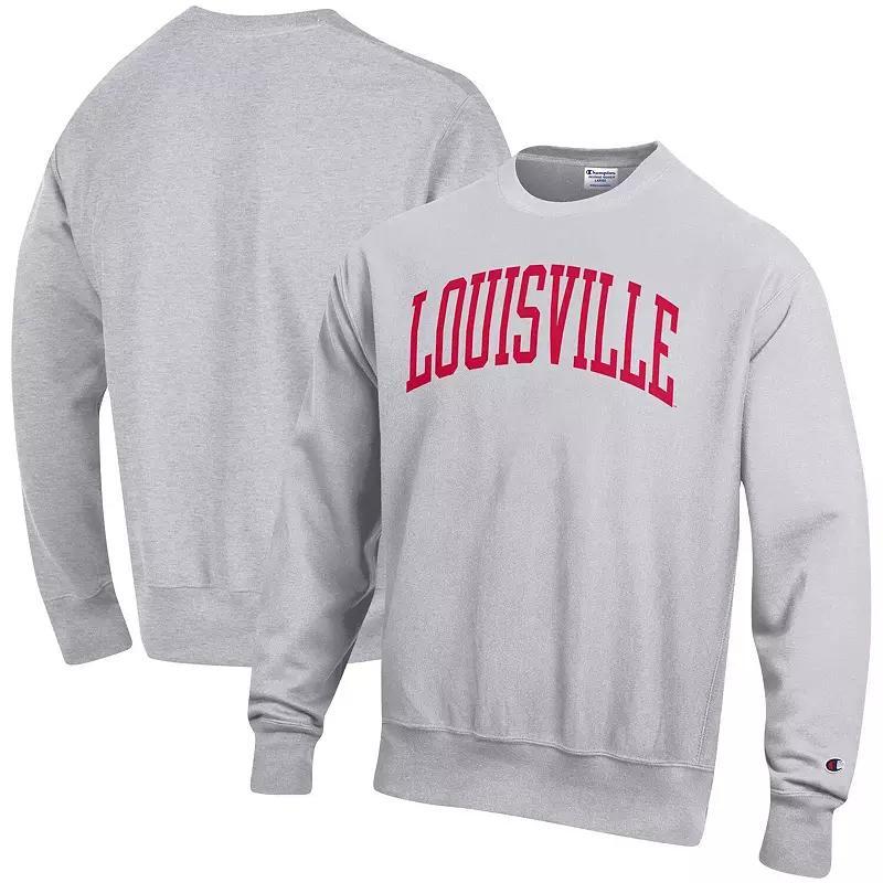 Mens Champion Heathered Gray Louisville Cardinals Arch Reverse Weave Pullover Sweatshirt LOU Grey Product Image