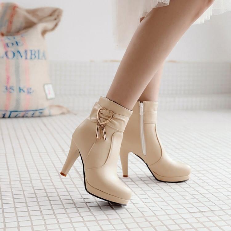 High Heel Heart Buckle Short Boots Product Image