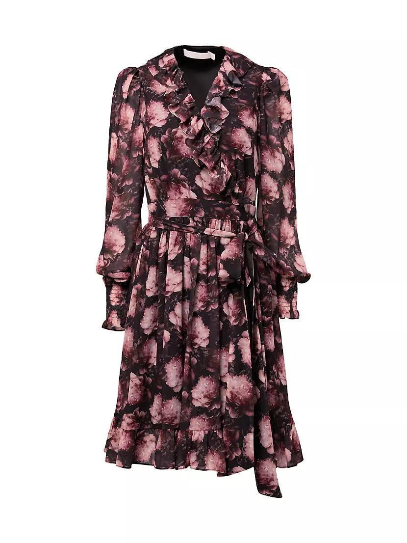 Ruffled Floral Wrap Dress Product Image