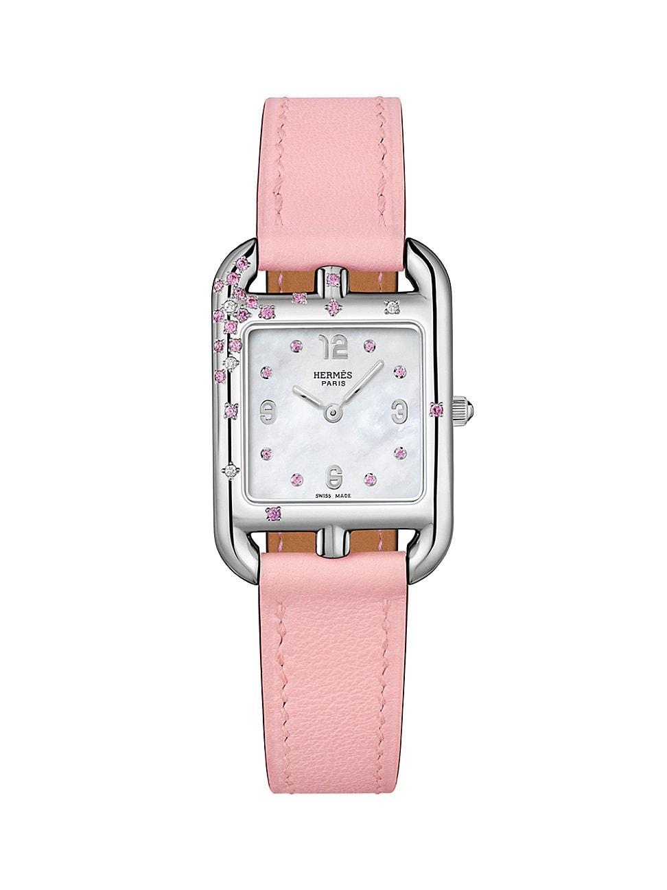 Womens Cape Cod Stainless Steel, Pink Sapphire, 0.02 TCW Diamond & Leather Strap Watch/31MM Product Image