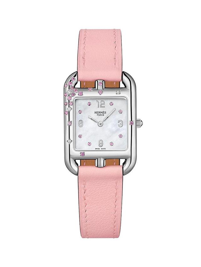 Womens Cape Cod Stainless Steel, Pink Sapphire, 0.02 TCW Diamond & Leather Strap Watch/31MM Product Image