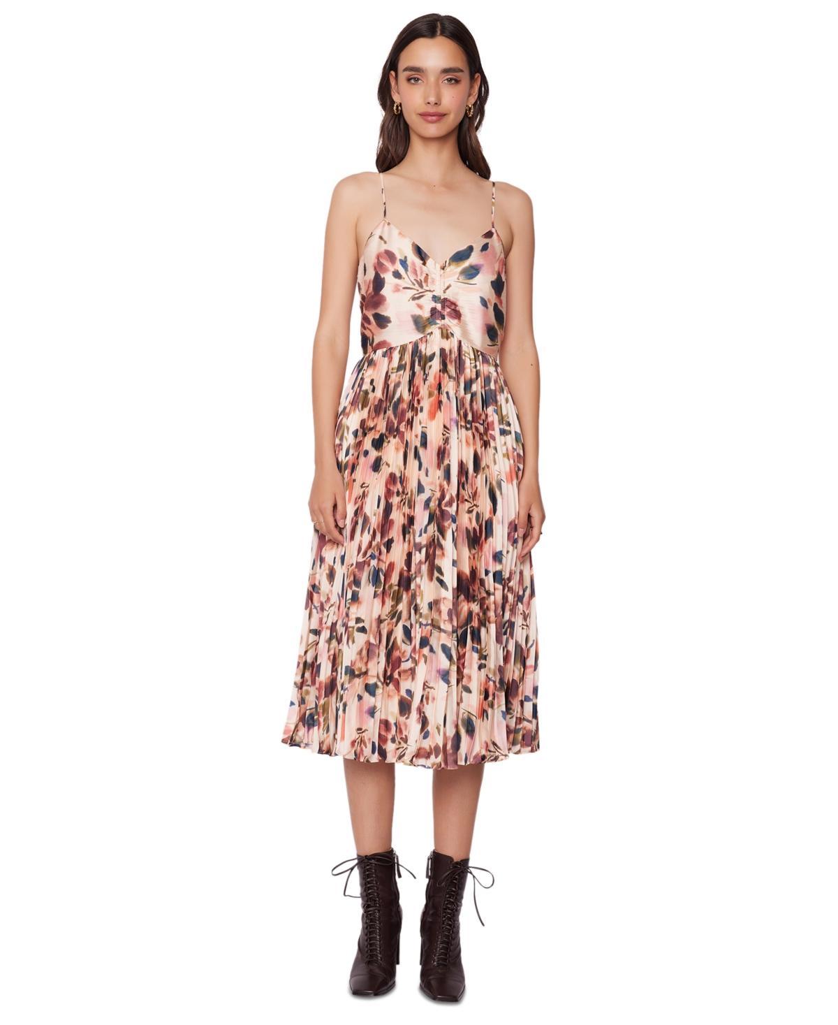 Lost + Wander Womens Thea Printed Pleated Midi Dress Product Image