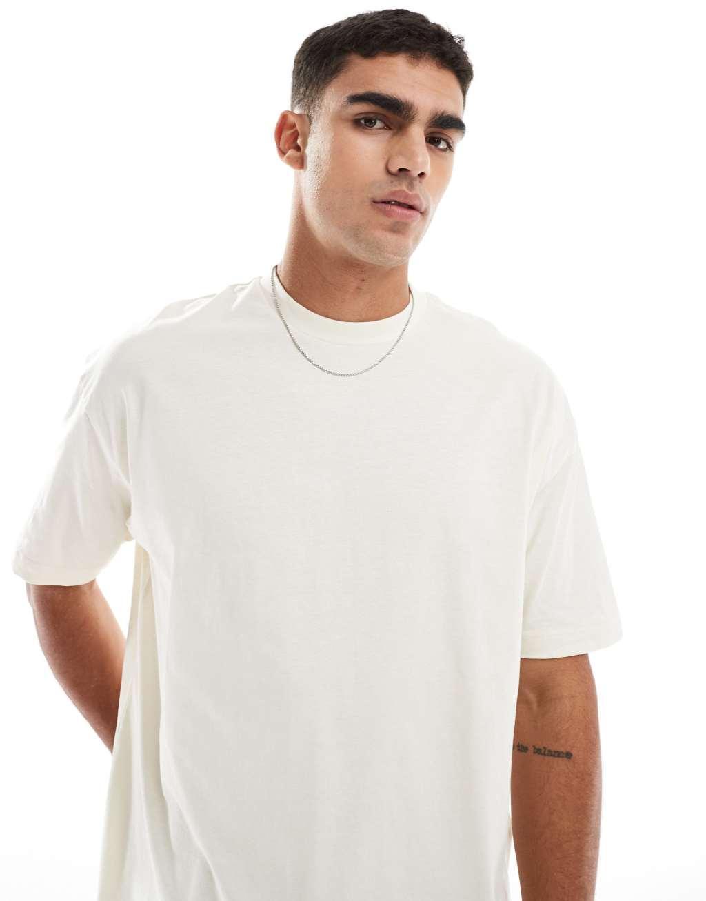 ASOS DESIGN oversized t-shirt in beige with back print Product Image