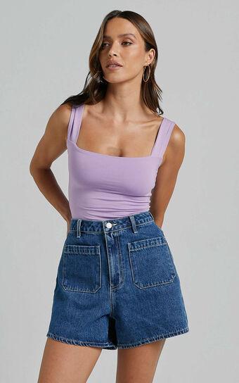 Off My Back Bodysuit - Square Neck Bodysuit in Lilac Product Image