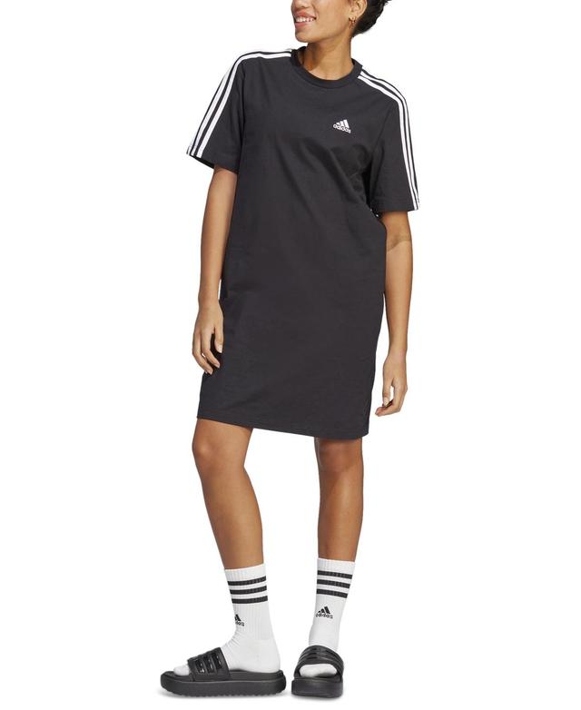 adidas Essentials 3-Stripes Single Jersey Boyfriend T-Shirt Dress (Off Women's Clothing Product Image