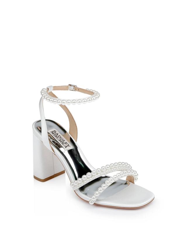 Badgley Mischka Womens Feisty Pearl Detail Block Heel Evening Sandals Product Image