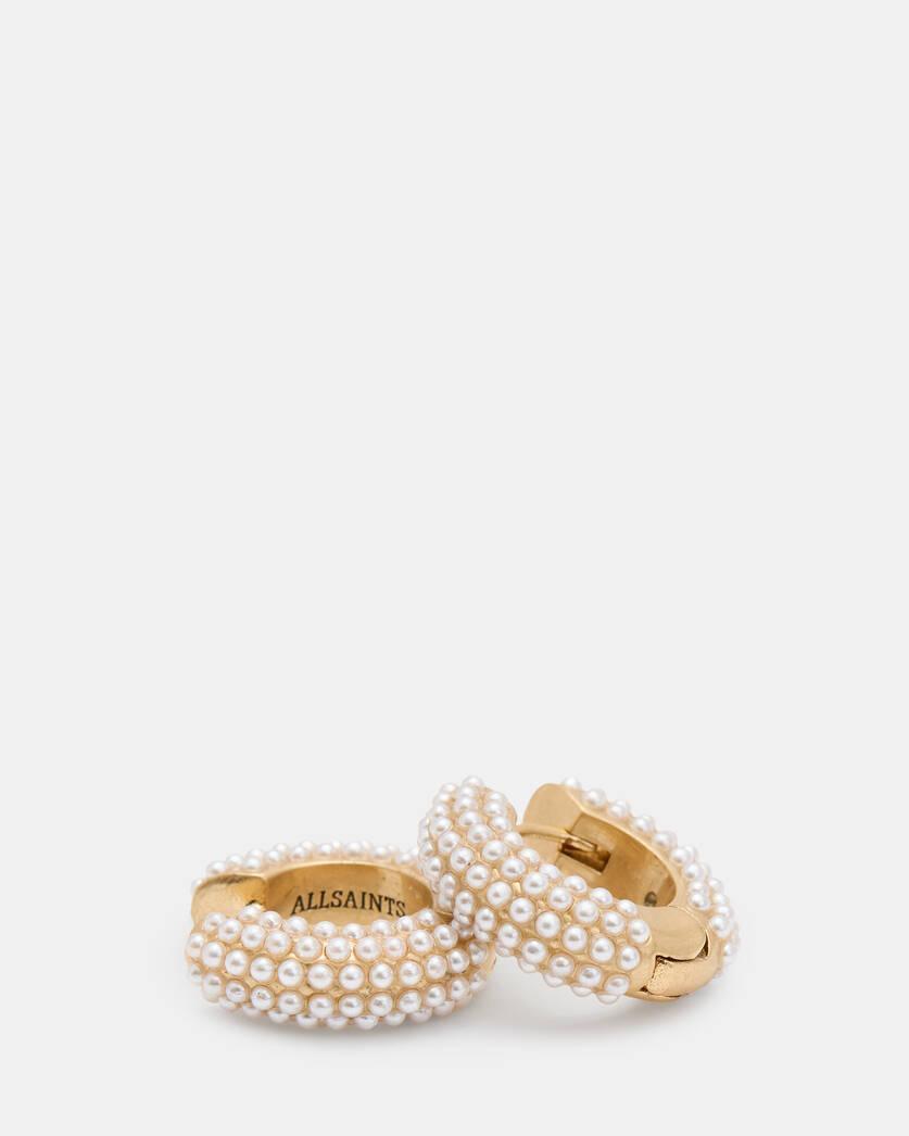 Pearl Beaded Chunky Hoop Earrings Product Image