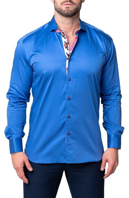 Maceoo Einstein Simple Blue Button-Up Shirt Product Image