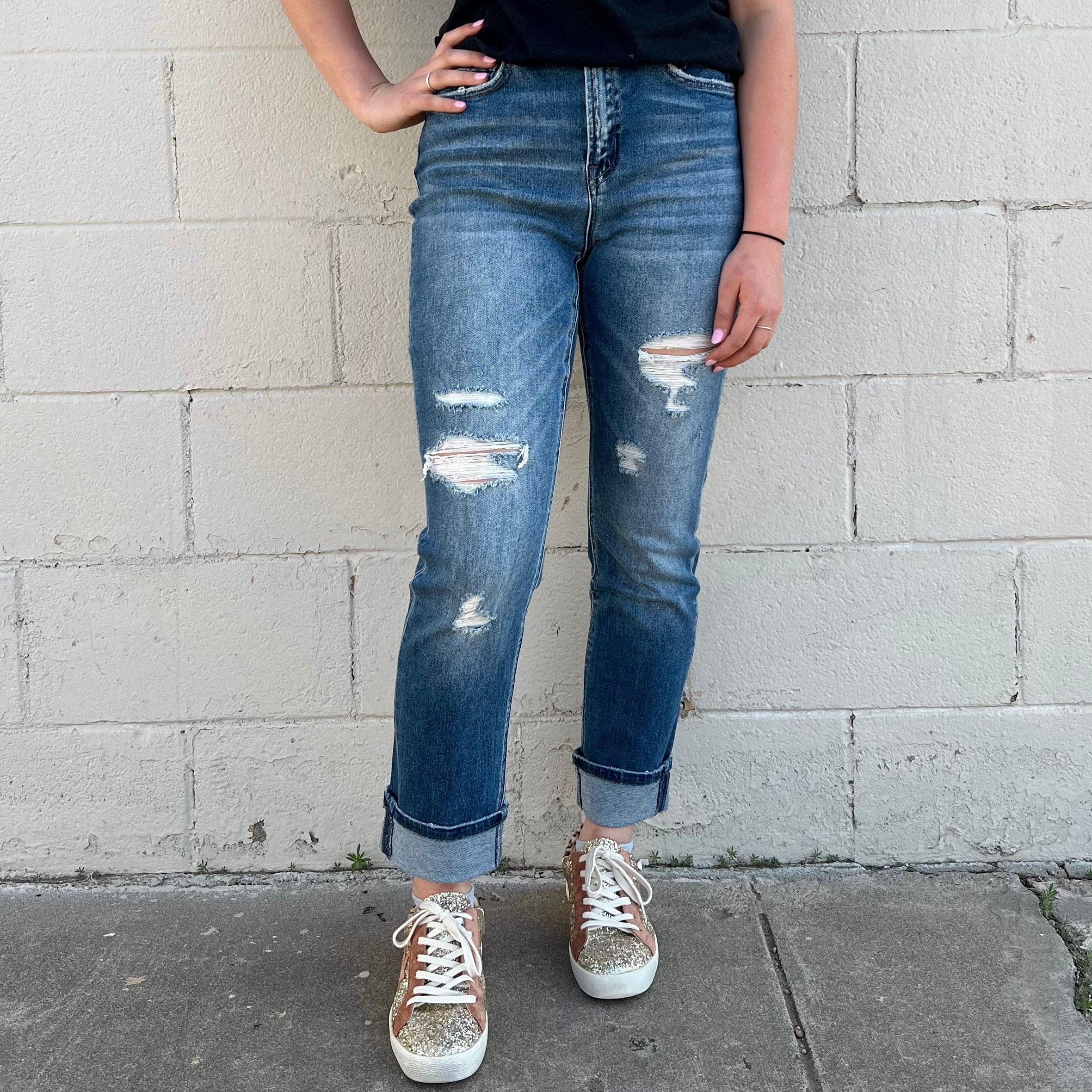 Cuffed Mom Denim Jeans Product Image