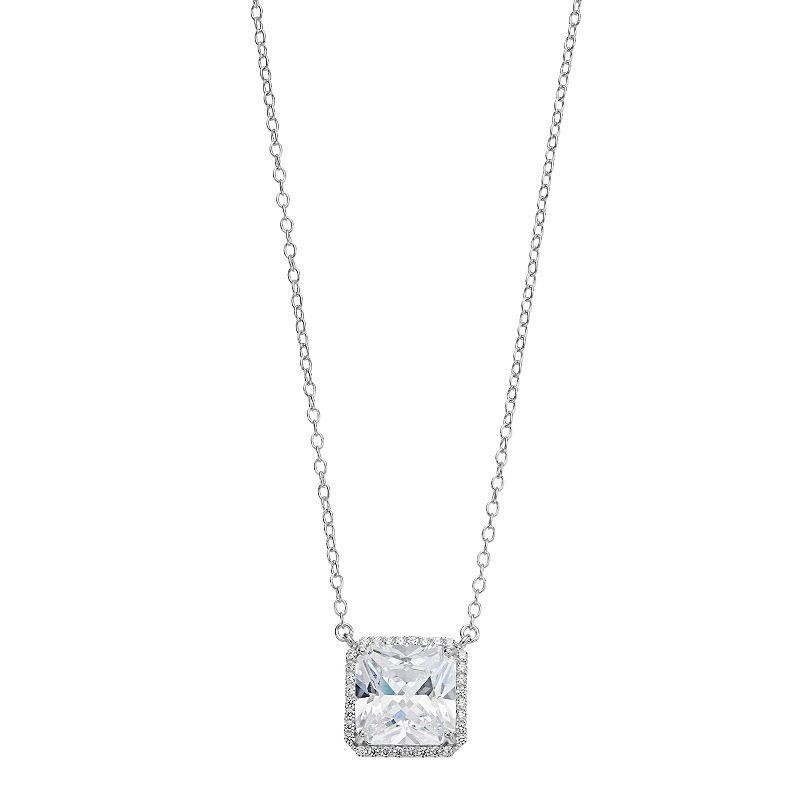 Rosabella Sterling Silver Cubic Zirconia Pendant Necklace, Womens Product Image