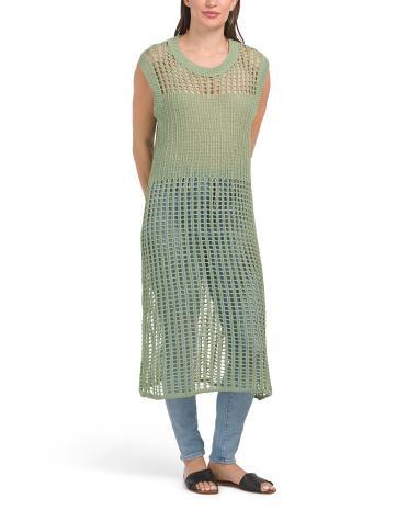 Chest Blocked Crochet Long Dress for Women | Acrylic Product Image