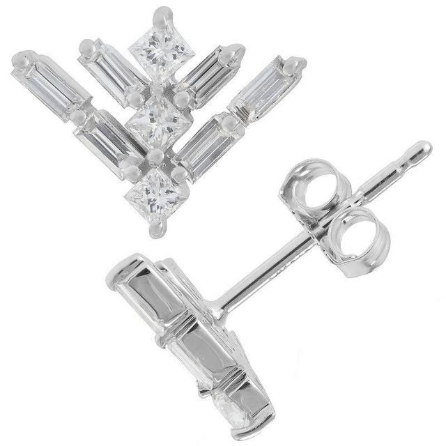 Luxle 14k White Gold 3/8 Carat T.W. Diamond Double Chevron Stud Earrings, Womens Product Image