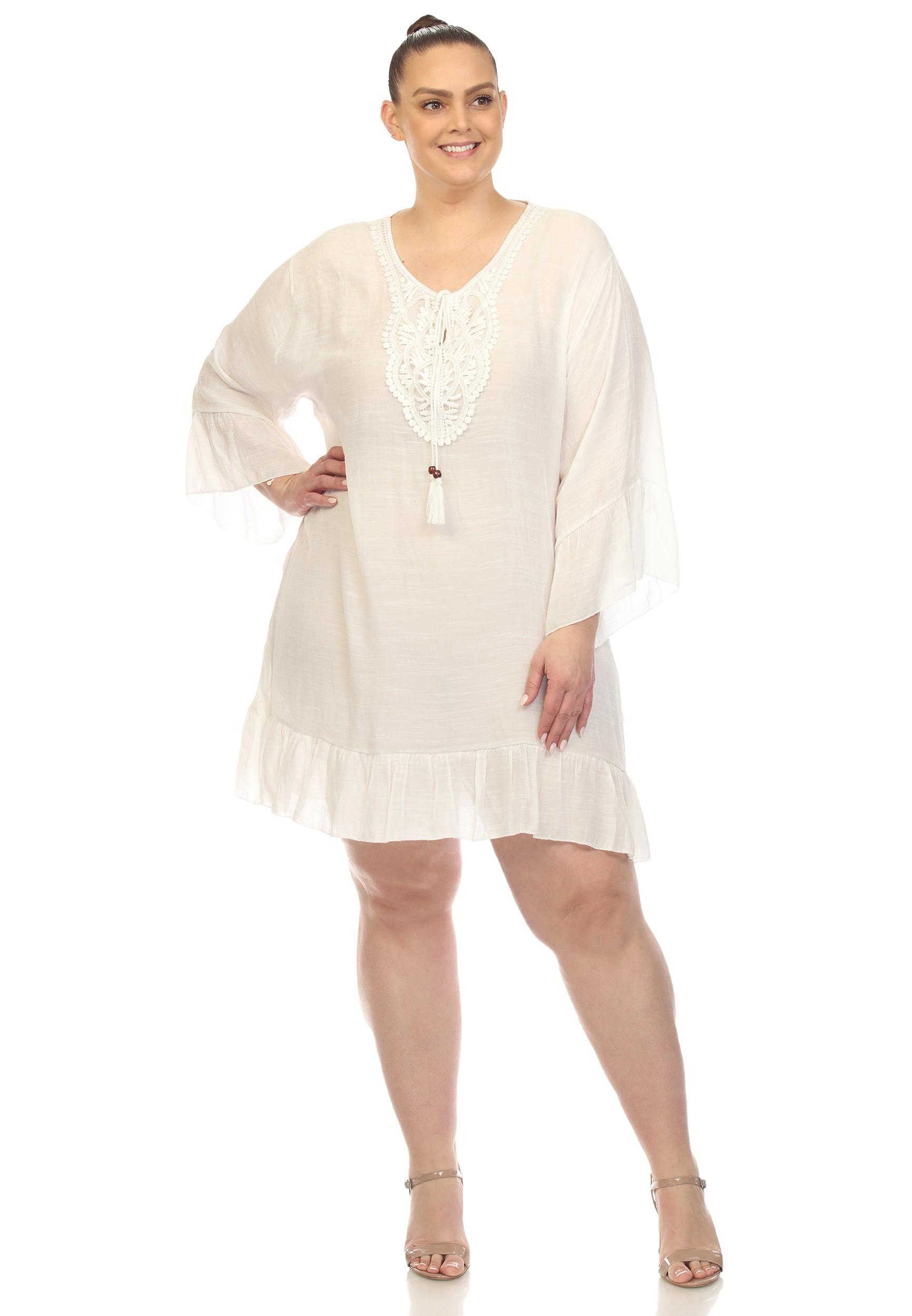 Plus Size White Mark Embroidered Cover Up Dress Product Image