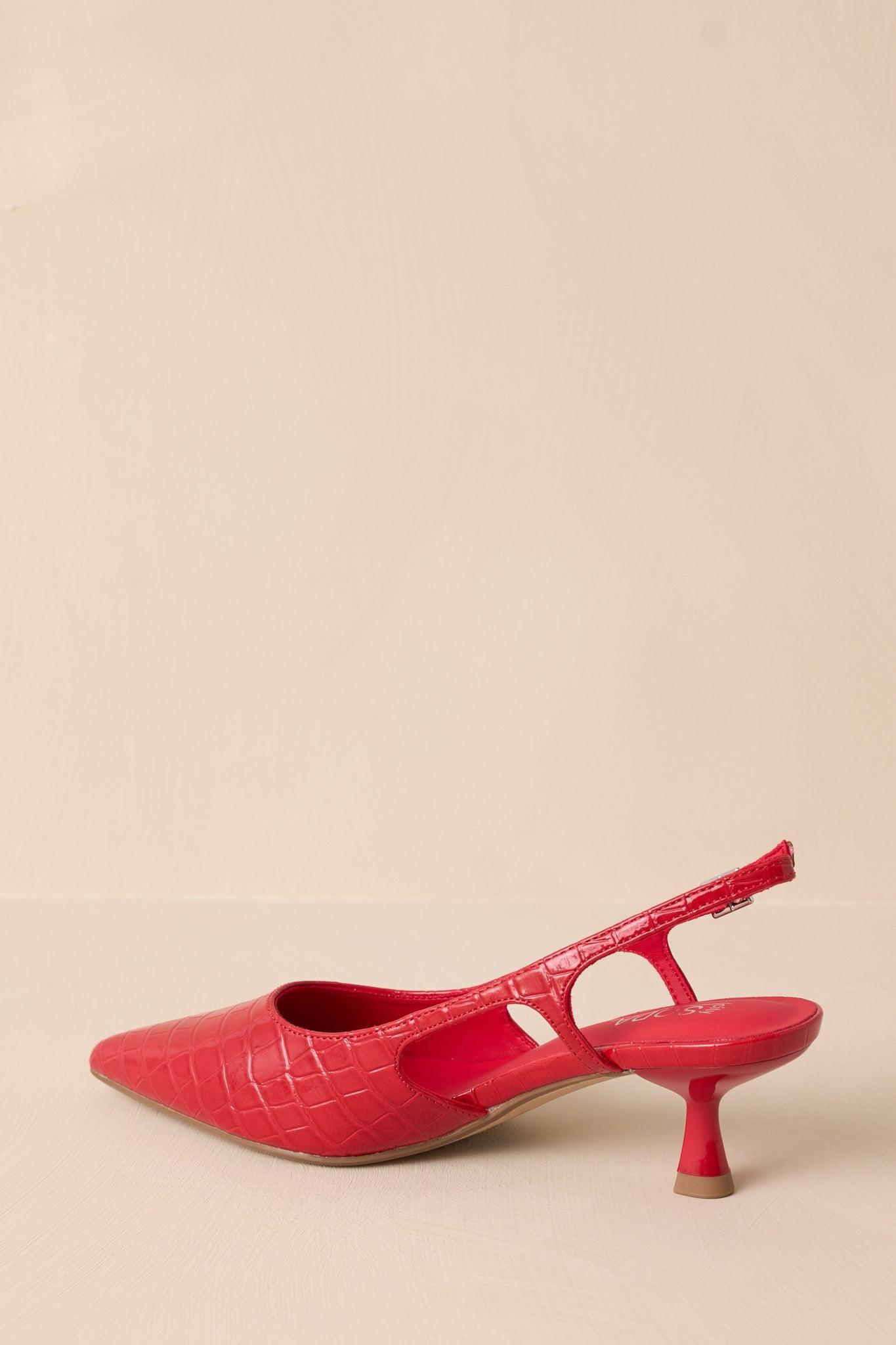 Fiercely Stunned Scarlet Red Slingback Kitten Heels Product Image