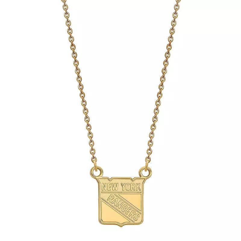 LogoArt New York Rangers Sterling Silver Small Logo Pendant Necklace, Womens Gold Tone Product Image