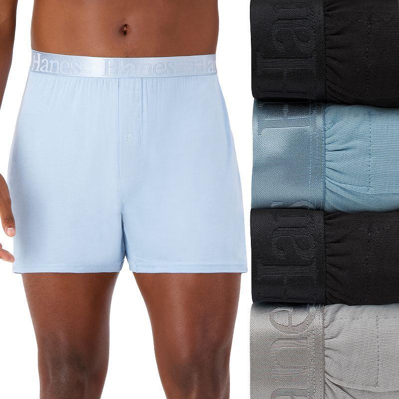 Mens Hanes Originals Ultimate SuperSoft Knit Boxers 3-Pack + 1 Bonus Pack Product Image