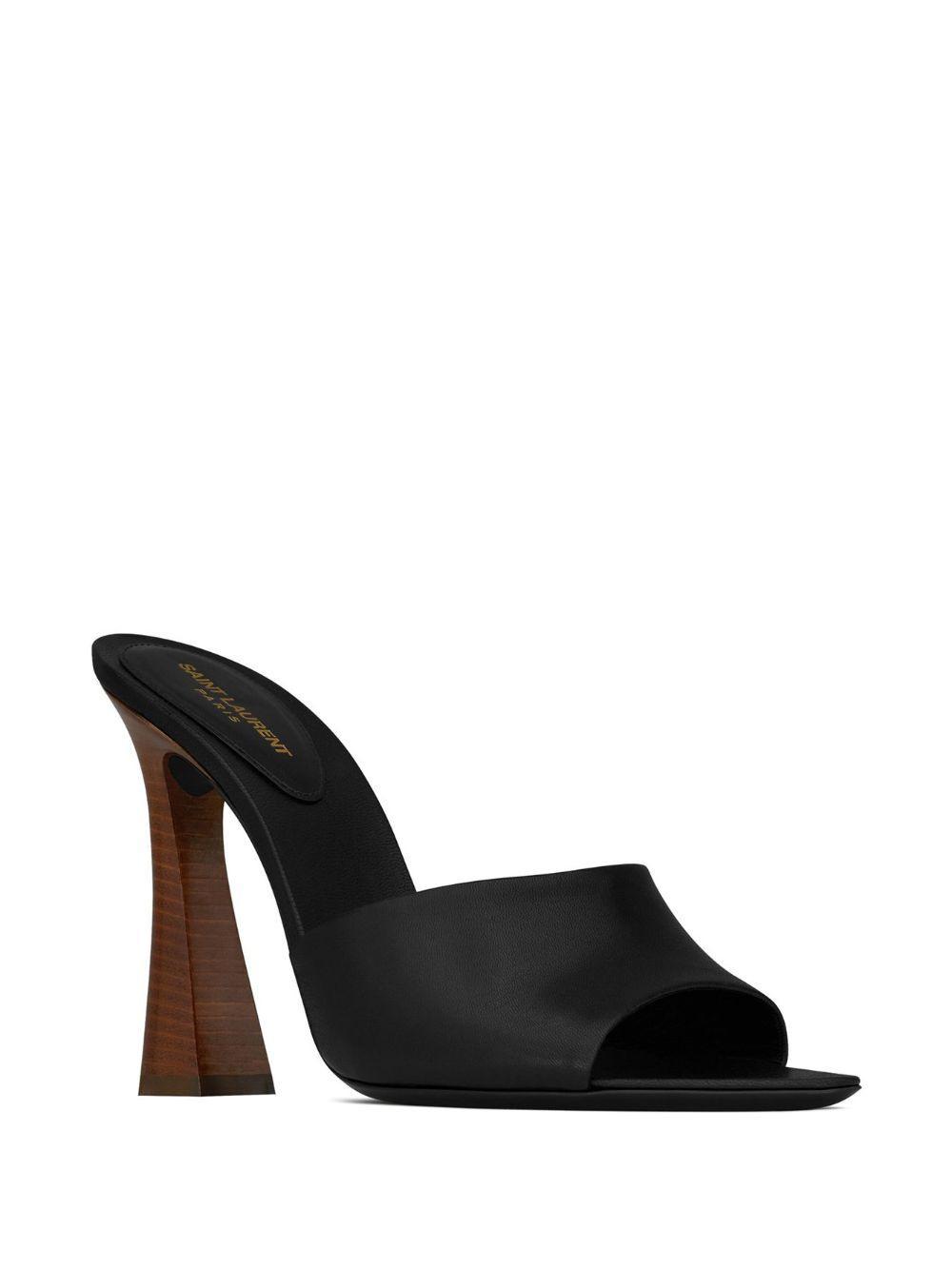 SAINT LAURENT 105mm Suite Leather Mule Sandals In Black Product Image