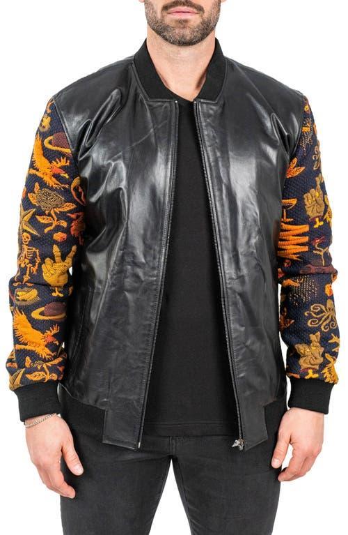 Mens Leather Sleeve Skull Jacket Product Image