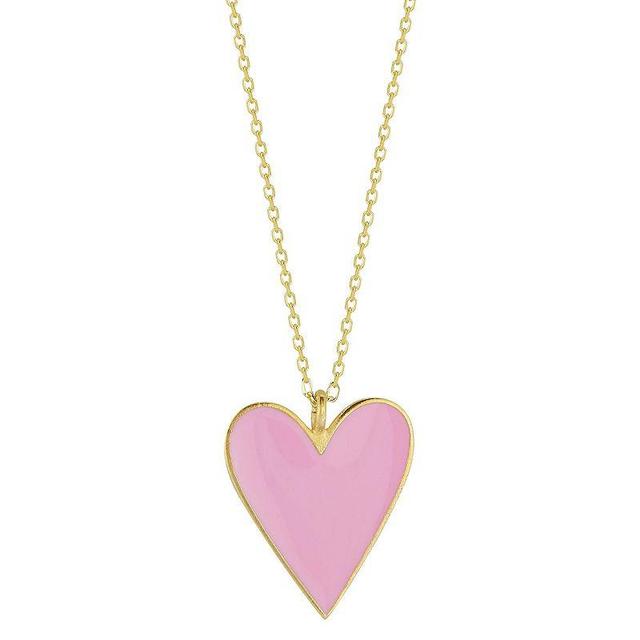 Sunkissed Sterling 14k Gold Over Silver Enameled Heart Pendant Necklace, Womens Pink Product Image