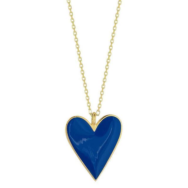 Sunkissed Sterling 14k Gold Over Silver Enameled Heart Pendant Necklace, Womens Blue Product Image