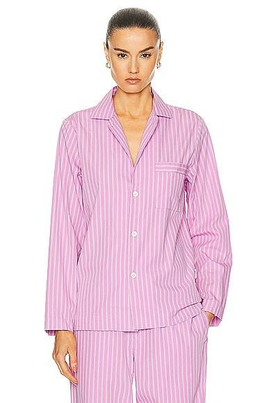 Tekla Long Sleeve Stripe Shirt in Pink Product Image