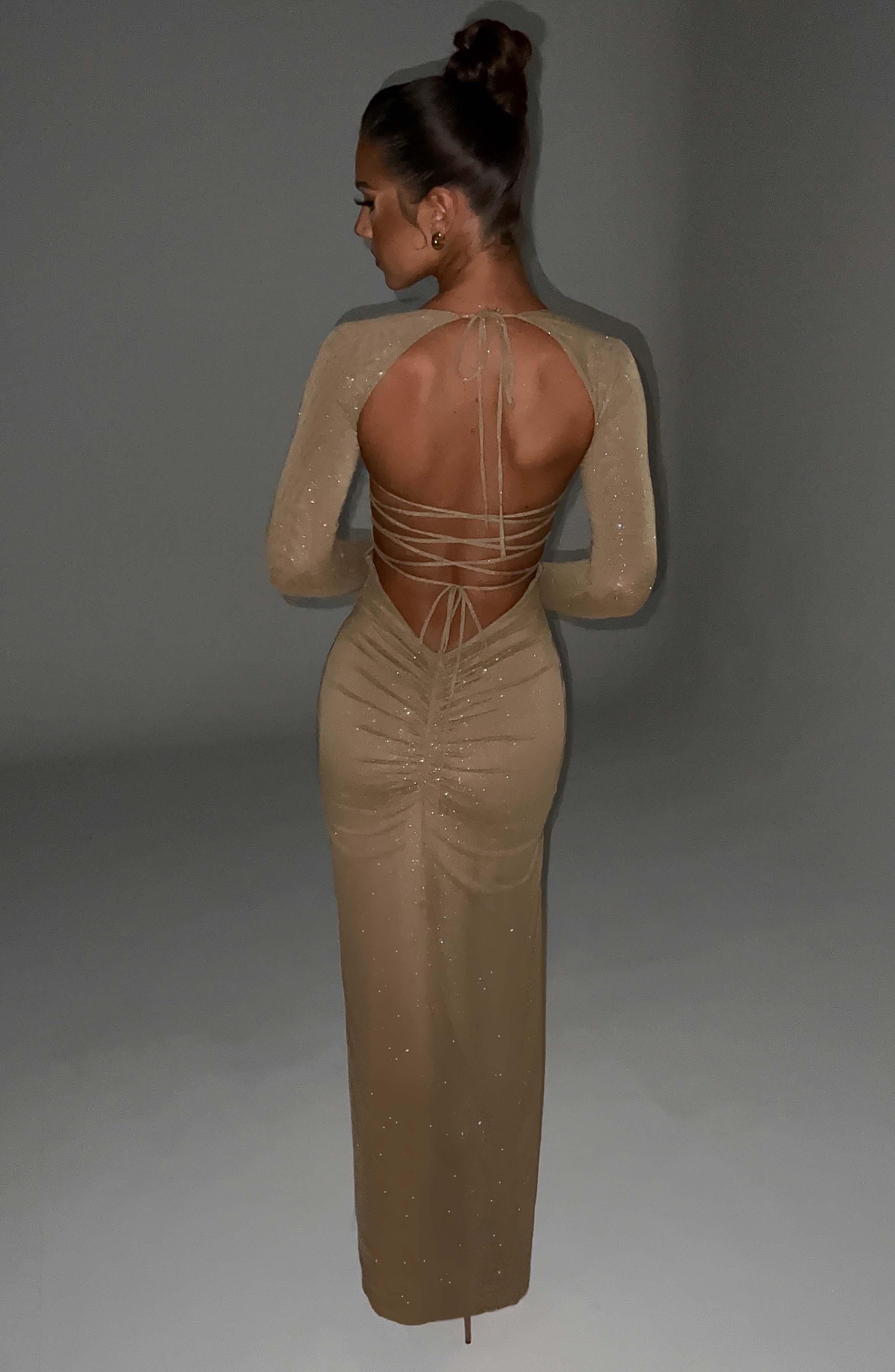 Nadia Maxi Dress - Gold Sparkle Product Image