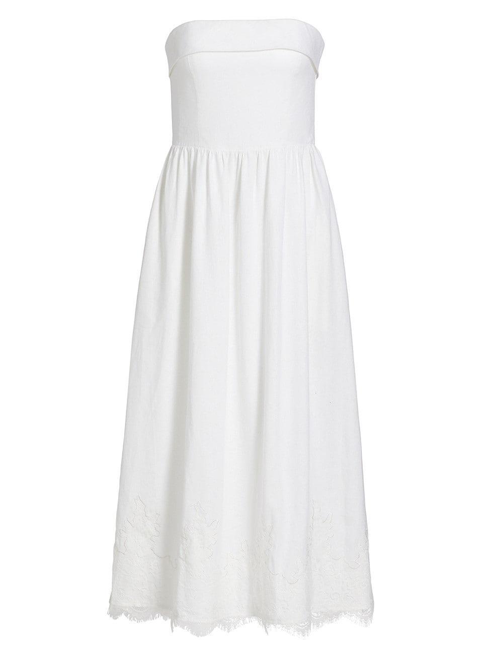 Womens Amalia Linen-Blend Strapless Midi-Dress Product Image