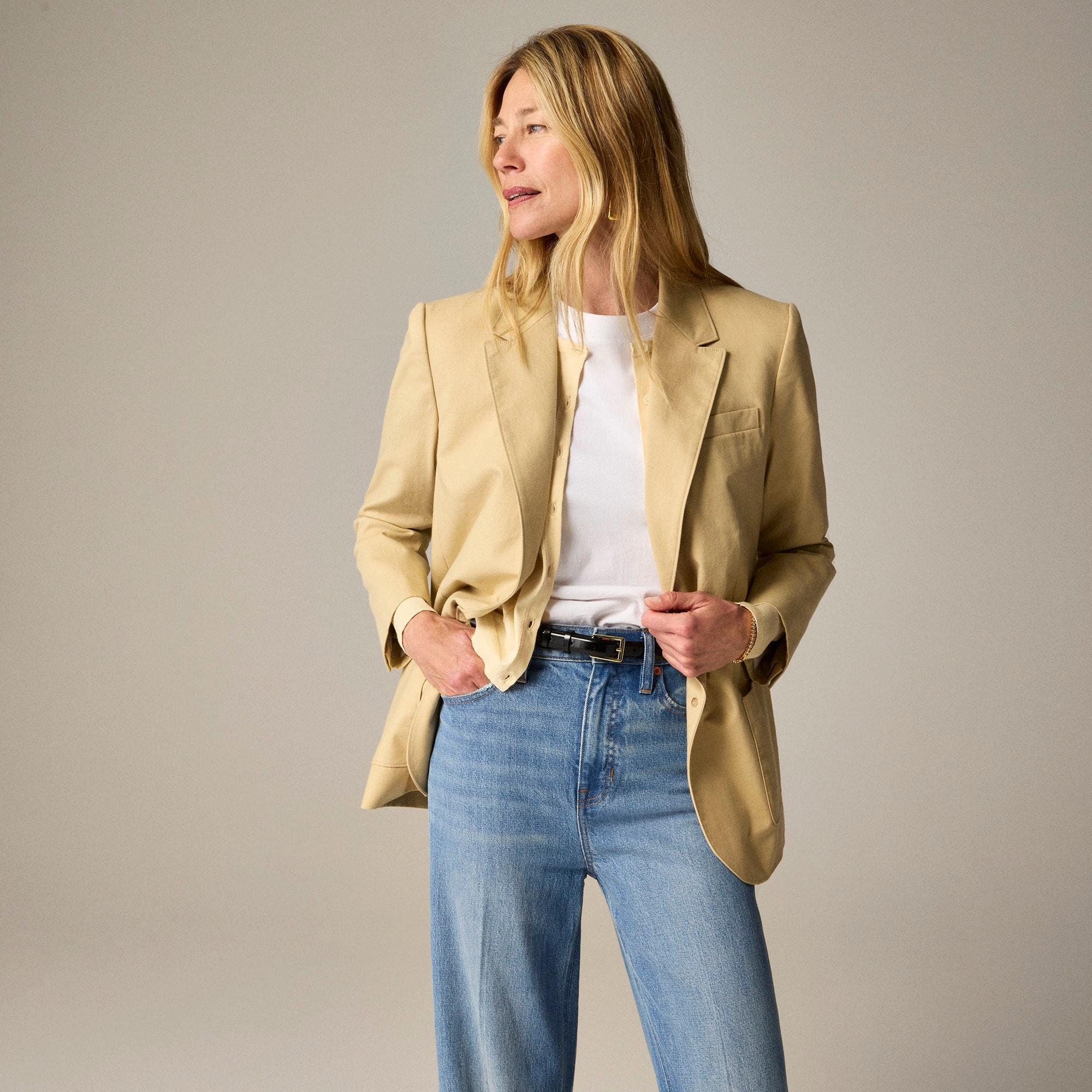 Relaxed patch-pocket blazer in cotton blend Product Image