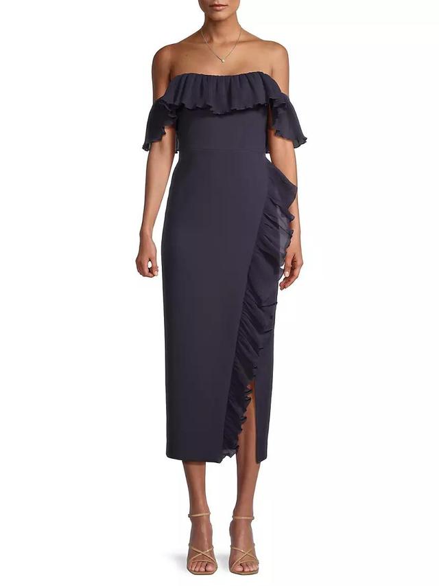 Aldave Off-The-Shoulder Ruffled Midi-Dress Product Image