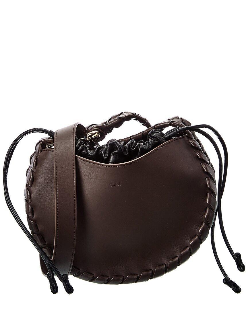 Mate Large Woven Leather Drawstring Hobo Bag In Bold Brown Product Image