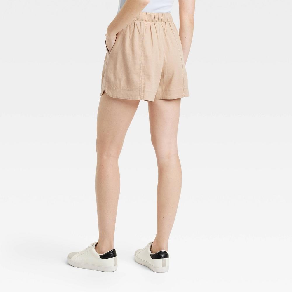 Women's High-Rise Linen Pull-On Shorts - Universal Thread™ Tan L Product Image