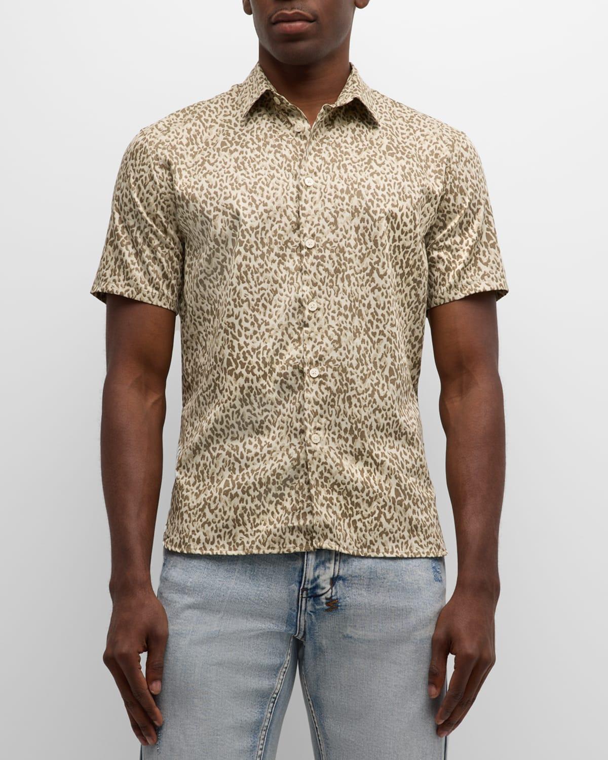 Mens Leopard-Print Sport Shirt Product Image