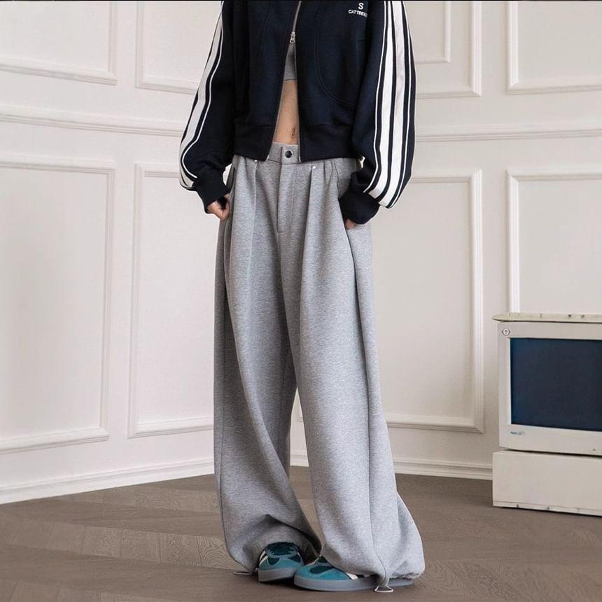 Elastic Waist Wide Leg Sweatpants Product Image