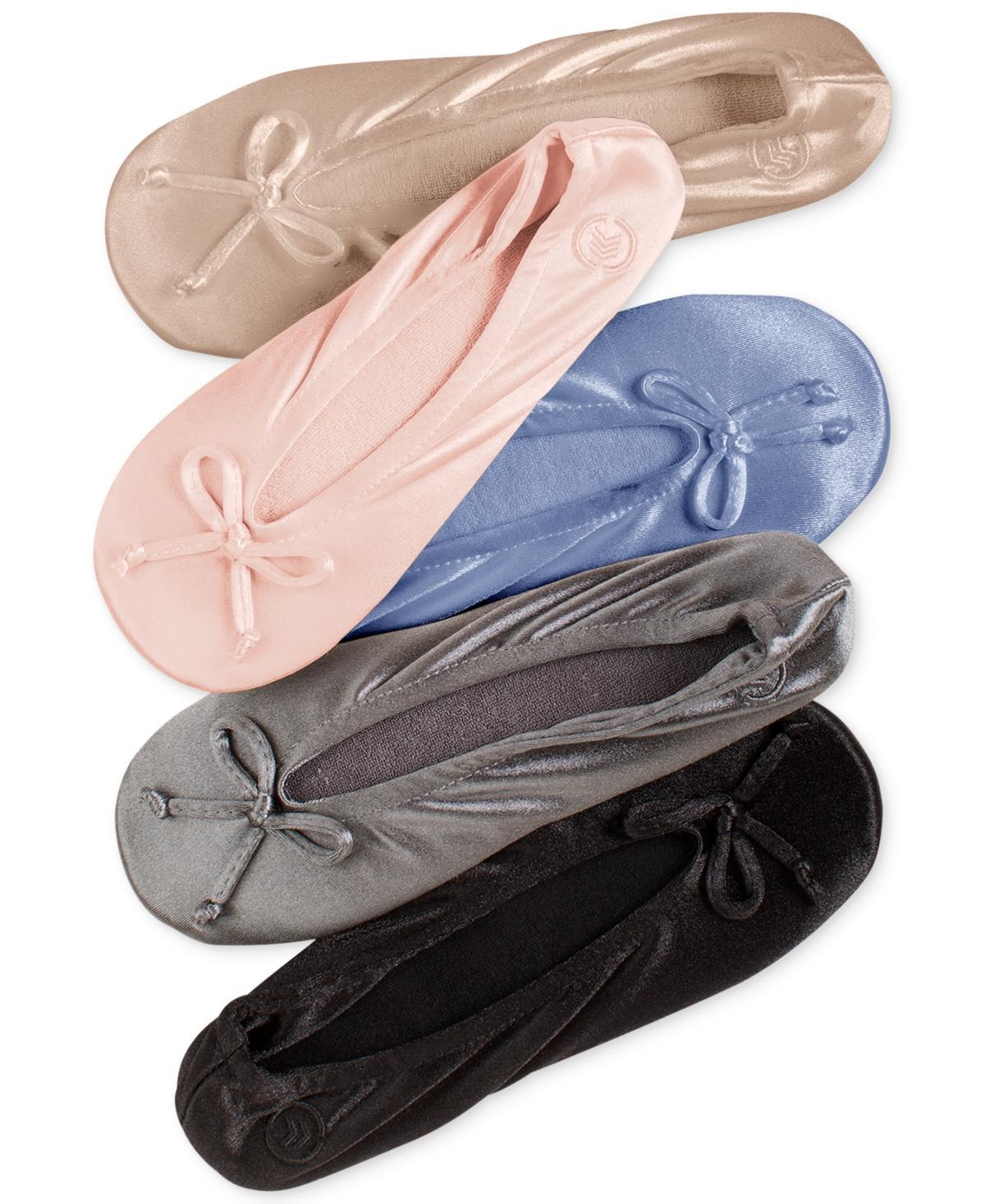 isotoner Satin Womens Ballerina Slippers Dark Beige Product Image