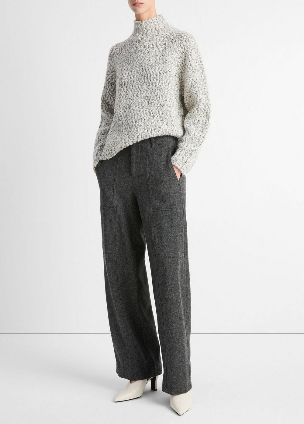 Womens Italian Herringbone Wool-Blend Utility Pant, Charcoal, Size 0 Vince Product Image