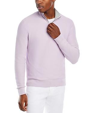 The Mens Store at Bloomingdales Cotton Tipped Textured Birdseye Regular Fit Half Zip Mock Neck Sweater - 100% Exclusive Product Image