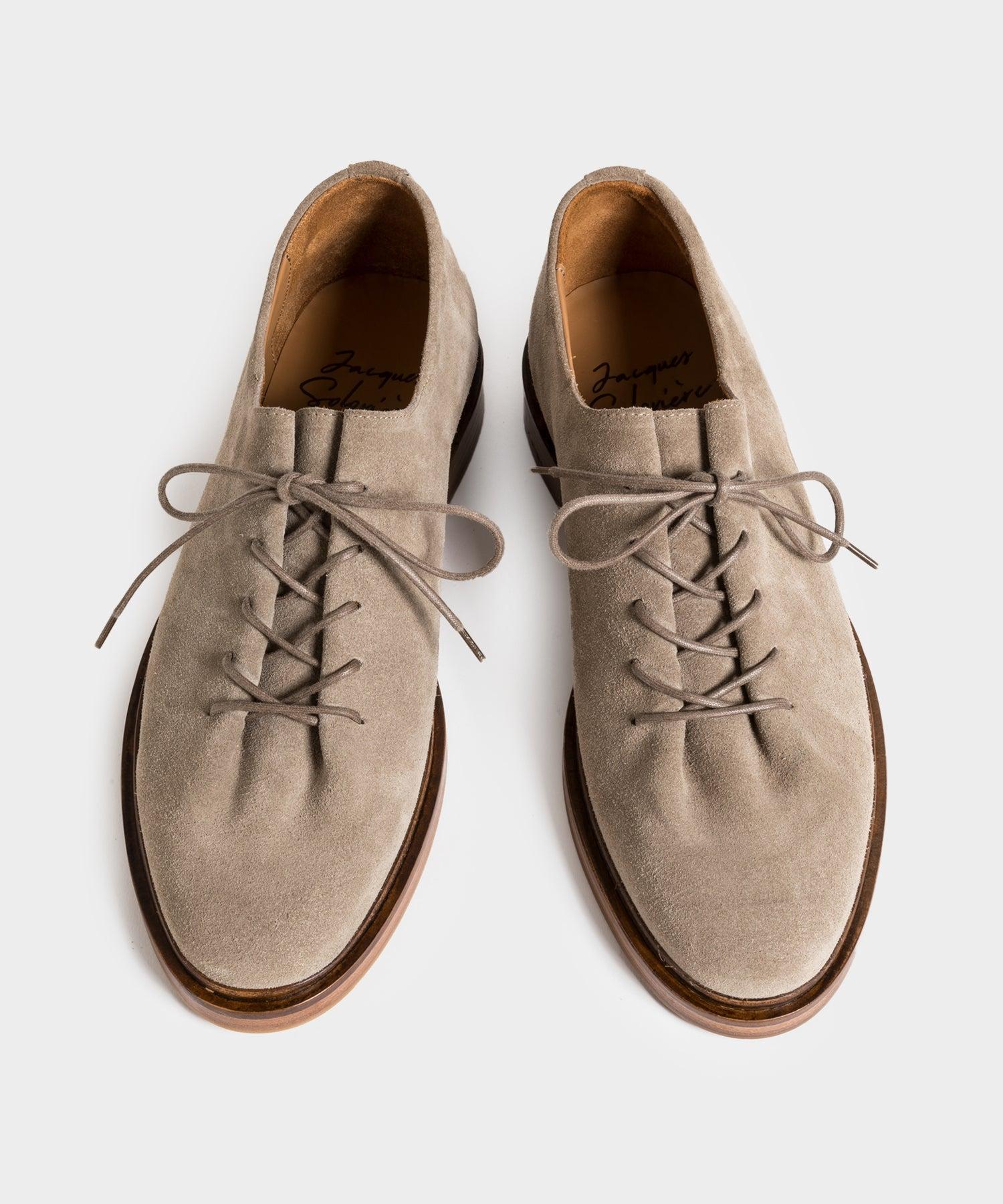 Jacques Solovire Edouard Lace-Up Dress Shoe in Beige Suede Product Image