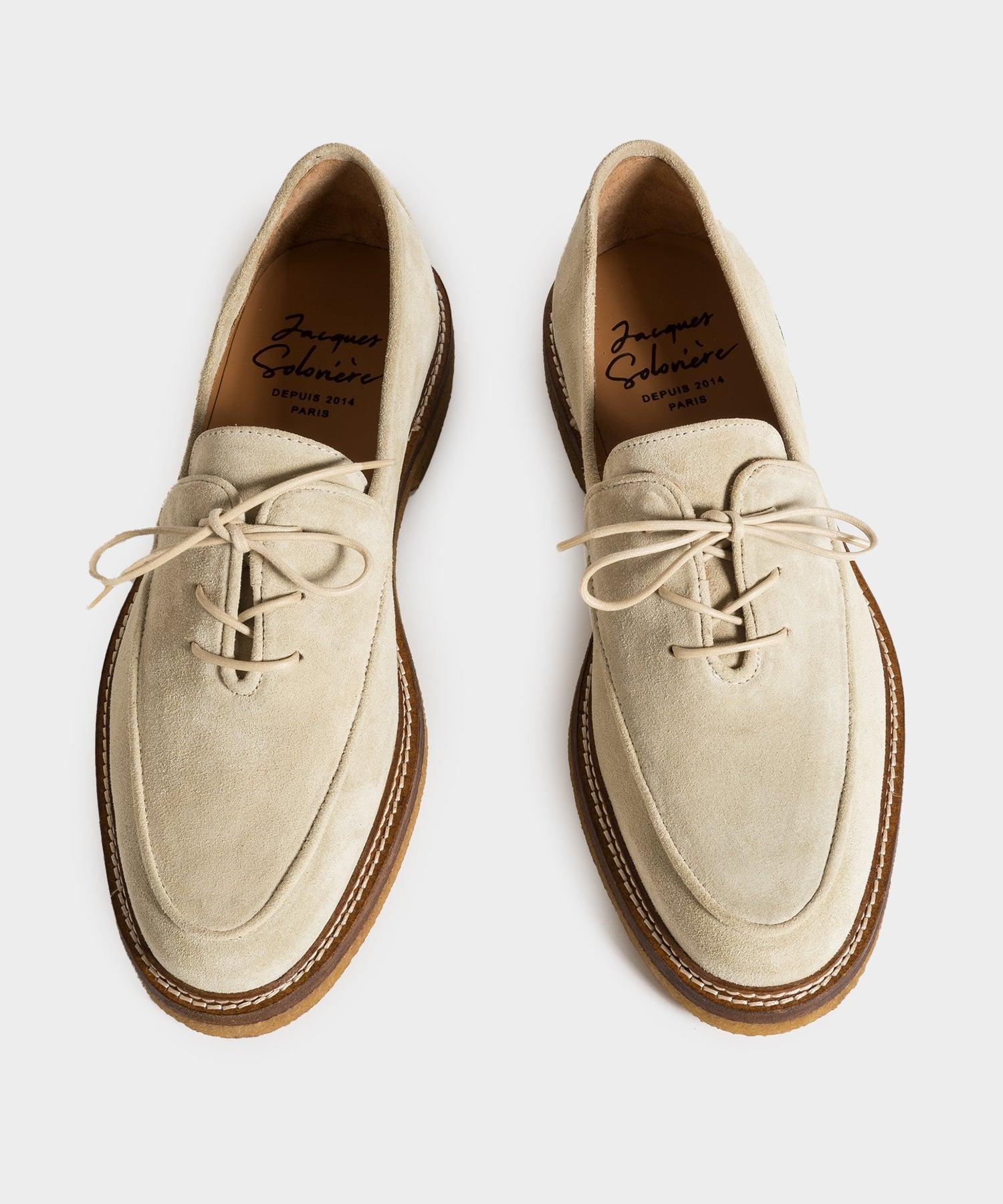 Jacques Solovière Oliver Laceup Derby in Latte Suede Product Image