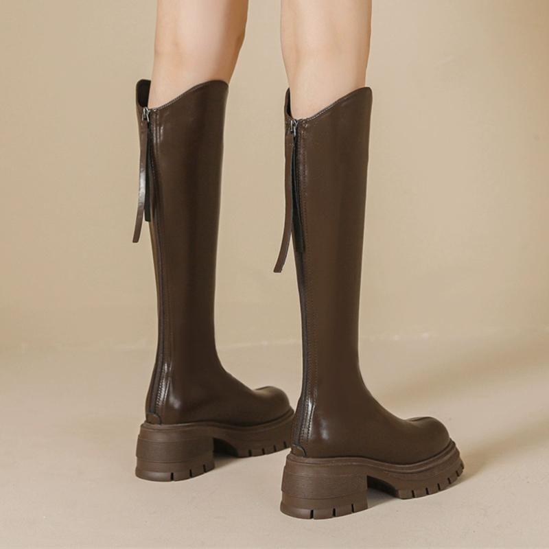 Faux Leather Platform Tall Boots Product Image