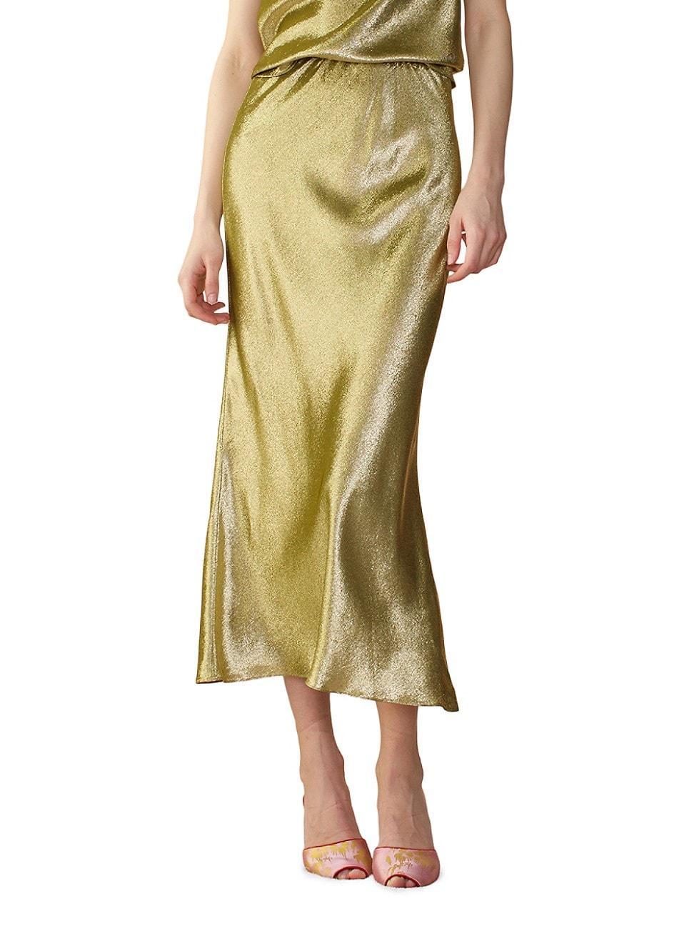 Womens Silk Lame Bias Skirt Product Image