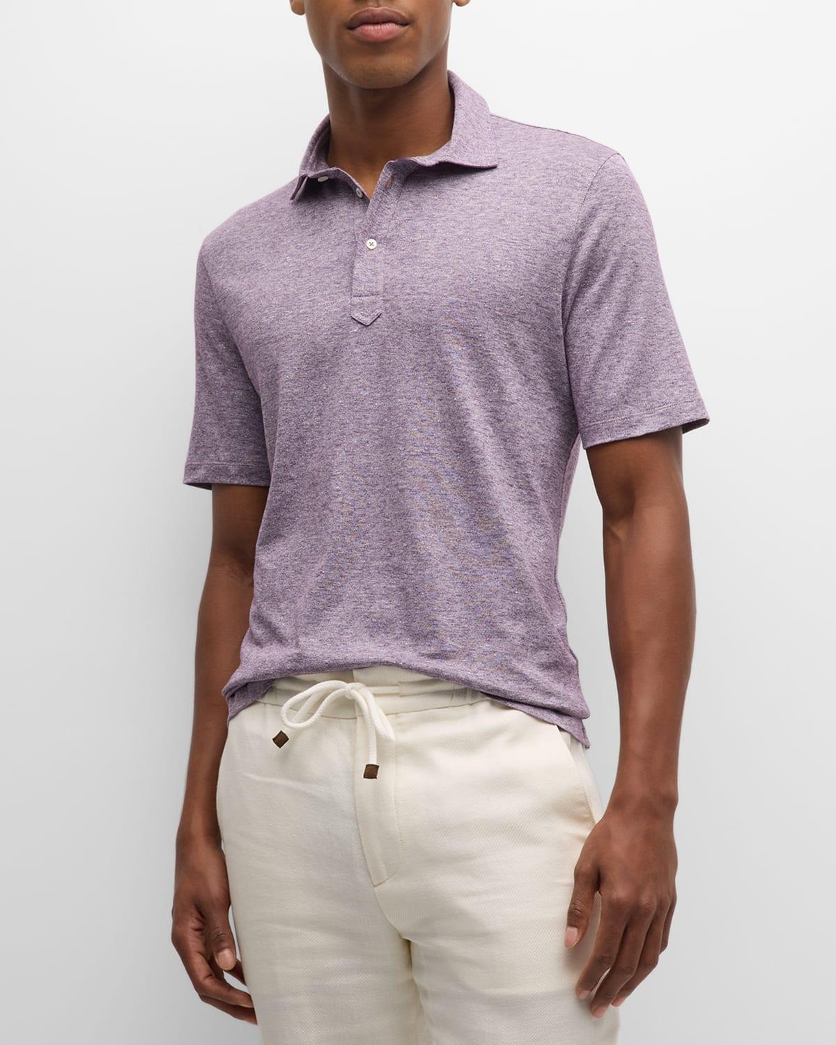 Mens Cotton-Linen Melange Polo Shirt Product Image