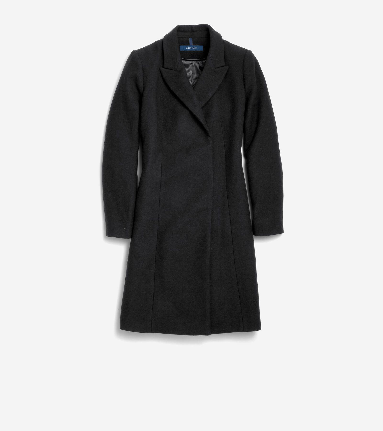 Cole Haan Womens Asymmertrical Peak Lapel Coat - Blue Size 10 Product Image