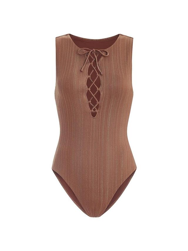 Womens Oahu Lace-Up One-Piece Swimsuit Product Image