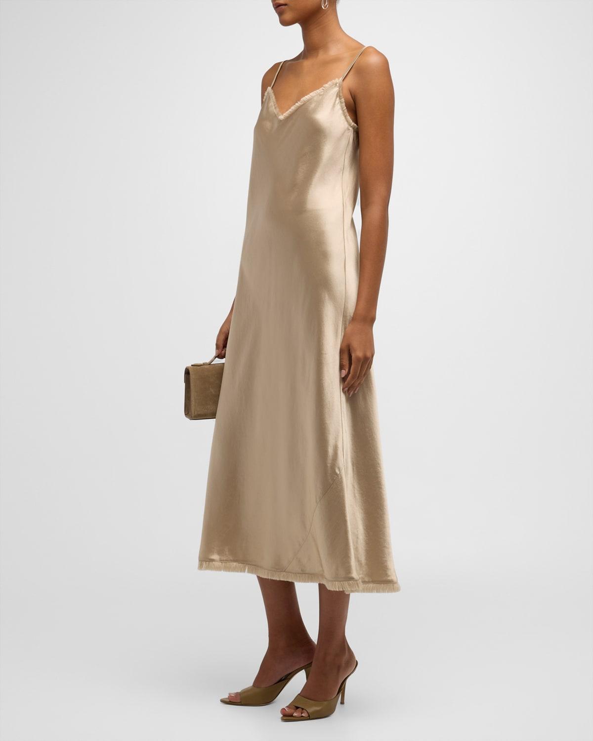 Frayed-Edge Bias Cami Midi Dress Product Image