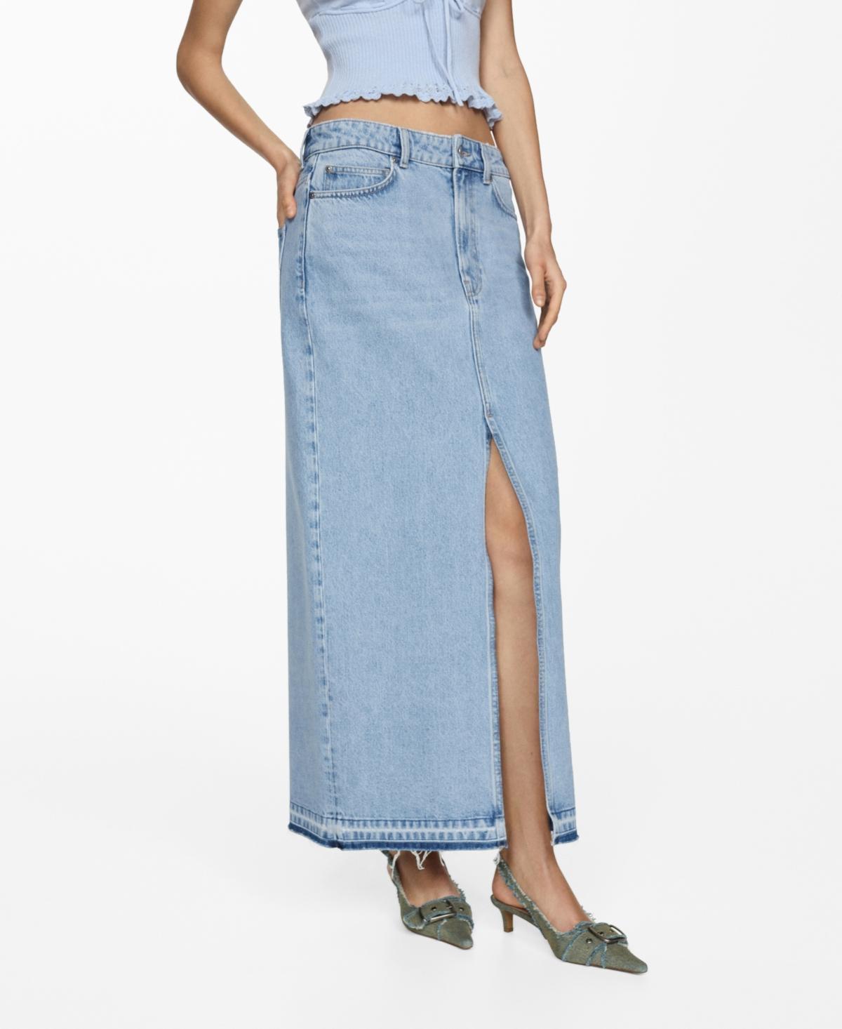 Women's Frayed Hem Denim Skirt Product Image