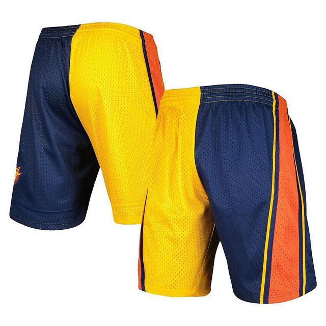 Mens Mitchell & Ness /Gold Golden State Warriors Hardwood Classics 2009 Split Swingman Shorts Blue Product Image