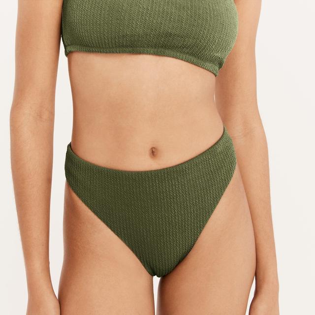 Textured high-rise cheeky bikini bottom Product Image