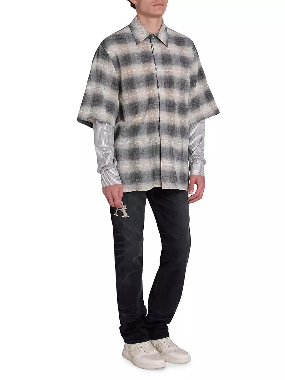 Plaid Cotton-Blend Long-Sleeve Shirt Product Image