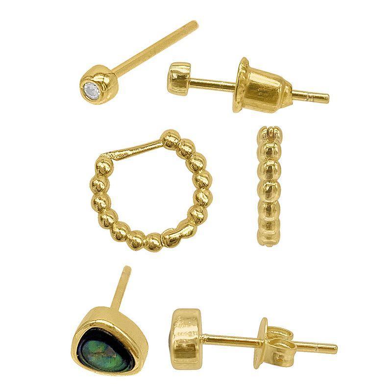 Adornia Set of 3 Stud & Hoop Earrings in Yellow at Nordstrom Rack Product Image